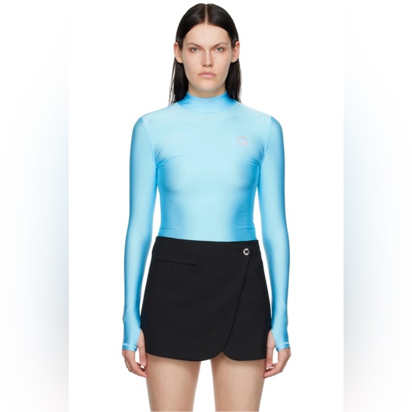 Tight High Neck Stretch Nylon Jersey Top - Picture 11 of 16